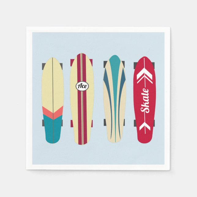 Vintage Skateboards Serviette (Vorderseite)