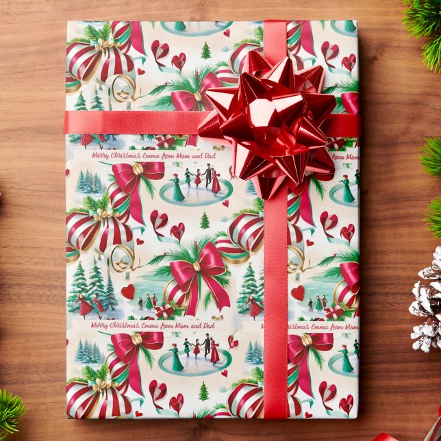 Vintage Skater und Bänder Geschenkpapier (Von Creator hochgeladen)