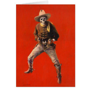 Vintage Skeleton Halloween-Cowboy-Gruß-Karte