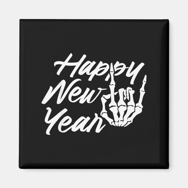 Vintage Skeleton Happy New Year Eve  Magnet (Vorne)