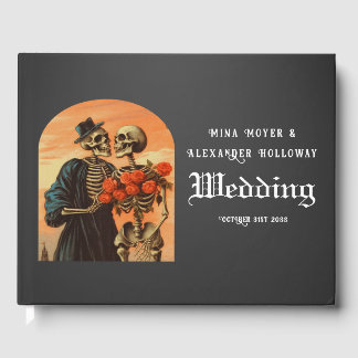 Vintage Skeleton Romantisches Goth Foto Gästebuch