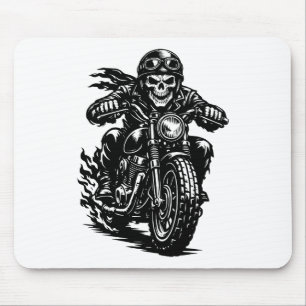 Vintage-Skelett-Biker-Motorrad-Illustration Mousepad