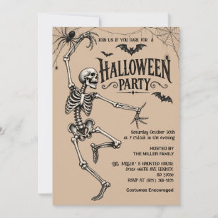 Vintage-Skelett-Cocktail-Erwachsene Halloween Einladung