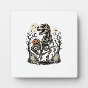 Vintage-Skelett-Dinosaurier-Halloween-Friedhof-Des Fotoplatte