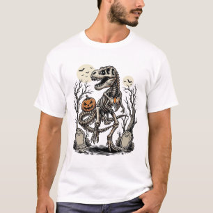 Vintage-Skelett-Dinosaurier-Halloween-Friedhof-Des T-Shirt