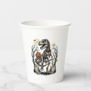 Vintage-Skelett-Dinosaurier-Halloween-Friedhofs-De Pappbecher