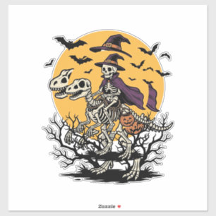 Vintage-Skelett-Dinosaurier-Halloween-Shirt-Design Aufkleber