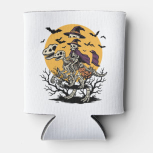 Vintage-Skelett-Dinosaurier-Halloween-Shirt-Design Dosenkühler