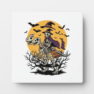 Vintage-Skelett-Dinosaurier-Halloween-Shirt-Design Fotoplatte