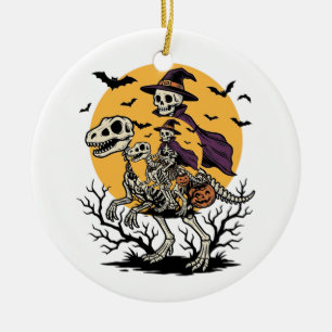 Vintage-Skelett-Dinosaurier-Halloween-Shirt-Design Keramik Ornament