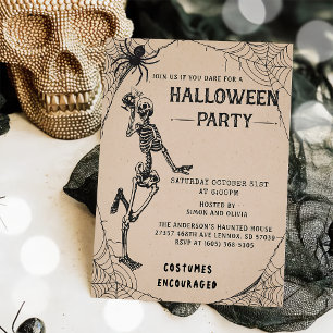 Vintage-Skelett-Erwachsene-Halloween-Party-Einladu Einladung