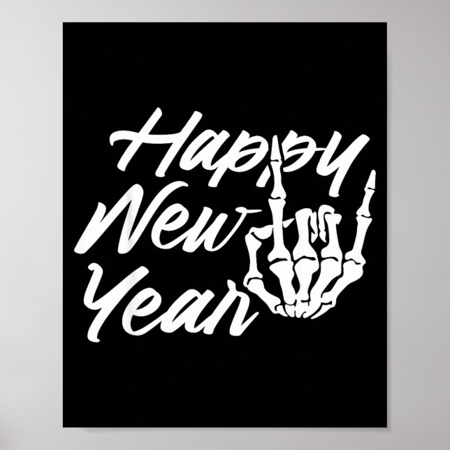 Vintage-Skelett Frohes Silvester  Poster (Vorne)