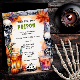 Vintage-Skelett-Giftcocktail-Halloween-Party Einladung