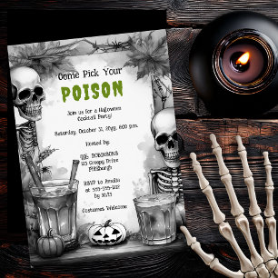 Vintage-Skelett-Giftcocktail-Halloween-Party Einladung