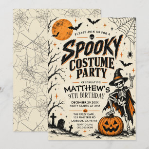 Vintage-Skelett-Halloween-Kostenparty-Geburtstag Einladung
