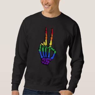 Vintage Skelett Hand Friedenszeichen Liebe Lesbisc Sweatshirt