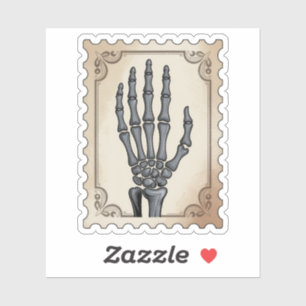Vintage-Skelett-Hand-Halloween-Poststempel Aufkleber