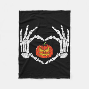 Vintage Skelett Hände Herz Liebe Kürbis Herbst H Fleecedecke