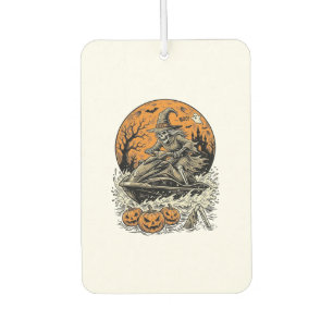 Vintage-Skelett-Hexe-Halloween-Jet-Ski-Shirt-Des Autolufterfrischer