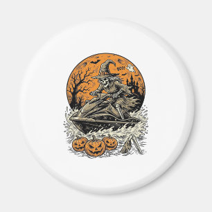 Vintage-Skelett-Hexe-Halloween-Jet-Ski-Shirt-Des Magnet