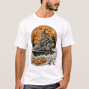 Vintage-Skelett-Hexe-Halloween-Jet-Ski-Shirt-Des T-Shirt