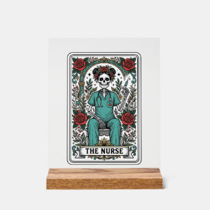 Vintage-Skelett-Krankenschwester-Tarotkarten-Shirt Acrylschild
