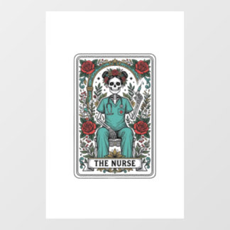 Vintage-Skelett-Krankenschwester-Tarotkarten-Shirt Fensteraufkleber