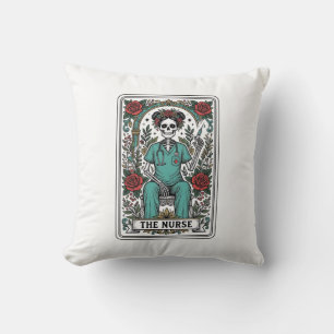 Vintage-Skelett-Krankenschwester-Tarotkarten-Shirt Kissen