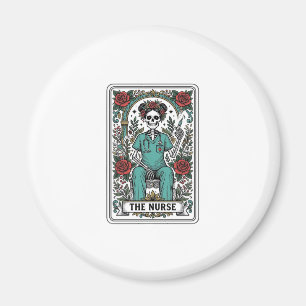 Vintage-Skelett-Krankenschwester-Tarotkarten-Shirt Magnet