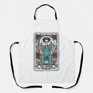 Vintage-Skelett-Krankenschwester-Tarotkarten-Shirt Schürze