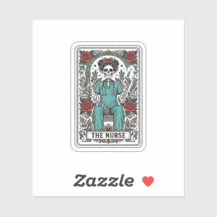 Vintage-Skelett-Krankenschwester-Tarotkartendesign Aufkleber