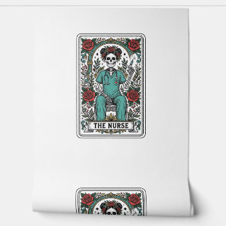 Vintage-Skelett-Krankenschwester-Tarotkartendesign Tapete