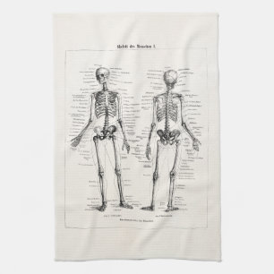 Vintage-Skelett-Menschliche Anatomie Knochen Schäd Handtuch