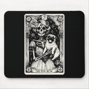 Vintage-Skelett-Mops-Mutter-Tarotkarte-Hexen-Vibes Mousepad
