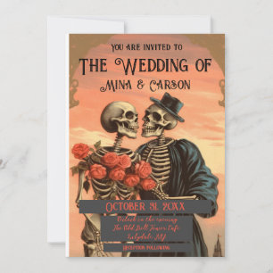 Vintage-Skelett-Paar-Goth-Hochzeitseinladung Save The Date