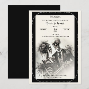 Vintage-Skelett-Romantik-Gotik-Verlobungsfeier Einladung