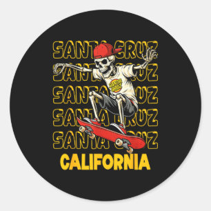 Vintage-Skelett-Skateboard Santa Cruz Kalifornien Runder Aufkleber