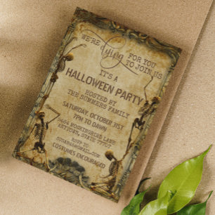 Vintage-Skelett stirbt für deine Halloween-Party Einladung