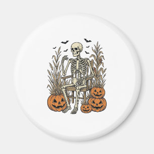 Vintage-Skelett- und Kürbis-Halloween-Shirt Desi Magnet