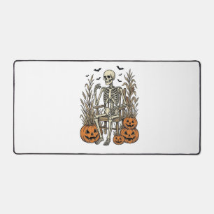 Vintage-Skelett- und Kürbis-Halloween-Shirt Desi Schreibtischunterlage