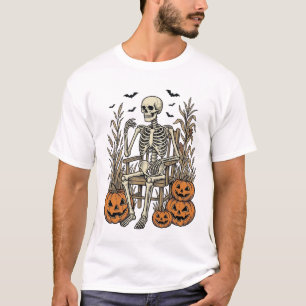 Vintage-Skelett- und Kürbisse-Halloween-Shirt-Desi T-Shirt