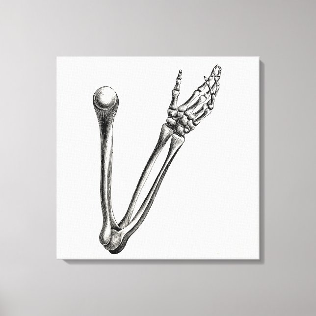 Vintage Skelettarmknochen Personalisierte Retrokno Leinwanddruck (Vorderseite)