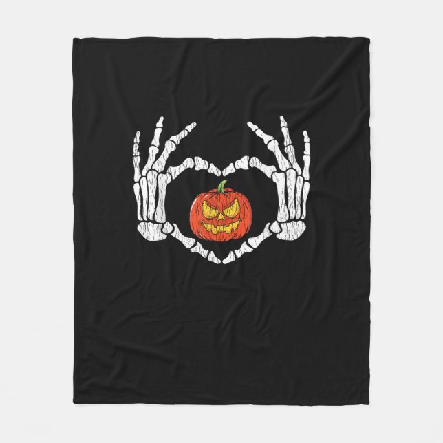 Vintage Skeletthandschuhe Herbstsonne Fleecedecke (Vorderseite)
