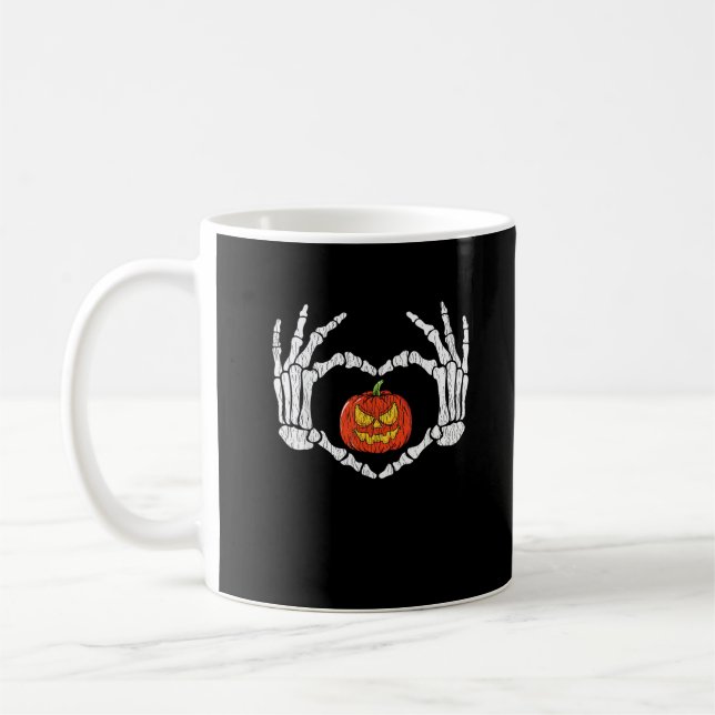 Vintage Skeletthandschuhe Herbstsonne Kaffeetasse (Links)