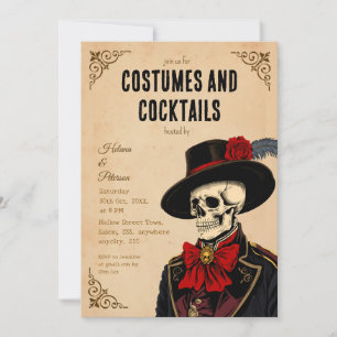 Vintage Skelettkleider Halloween Kostüme und Cockt Einladung