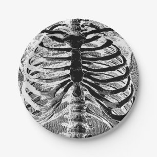 Vintage Skelettknochen Torso-Karosserie Halloween Pappteller