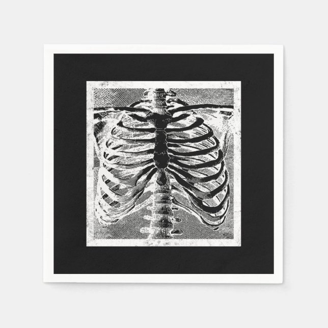 Vintage Skelettknochen Torso-Karosserie Halloween Serviette (Vorderseite)