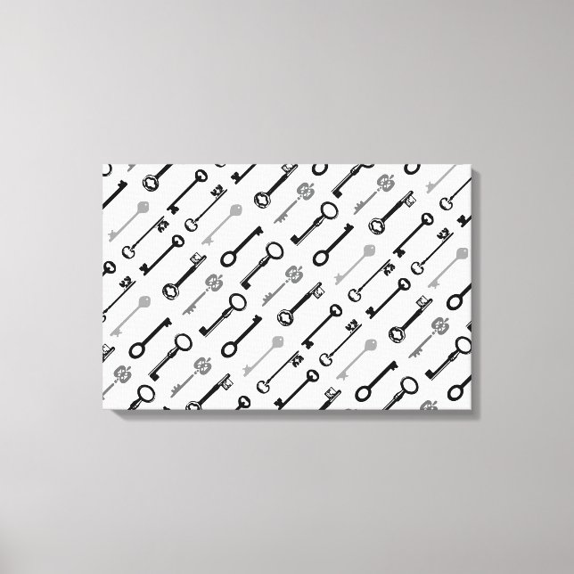 Vintage Skeletttasten auf der Leinwand (Vorderseite)