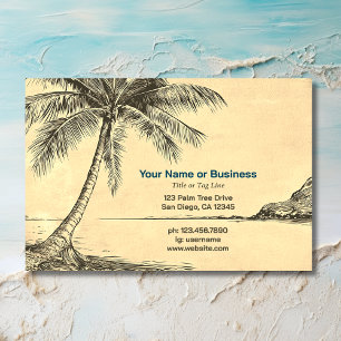 Vintage Sketch Palmen Palmen Tropical Beach Visitenkarte