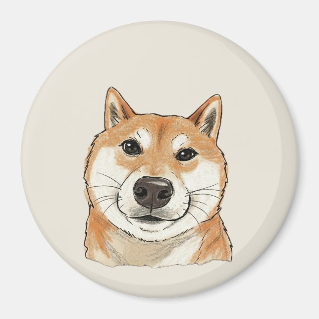 Vintage Sketch Shiba Doge Magnet (Vorne)